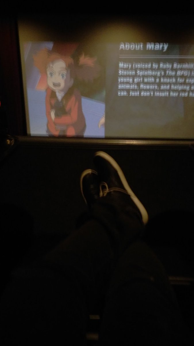 Kanashii_GG's tweet photo. You know the ticket was worth it when your theater seat is literally a leather reclining chair! Seeing #MaryAndTheWitchsFlower at Livermore! I'll give yall a review on the @KUWeeklyShow #discord when I get out! #weebalert #surroundedbymyfellowweebs https://t.co/TwhbWv9YQw