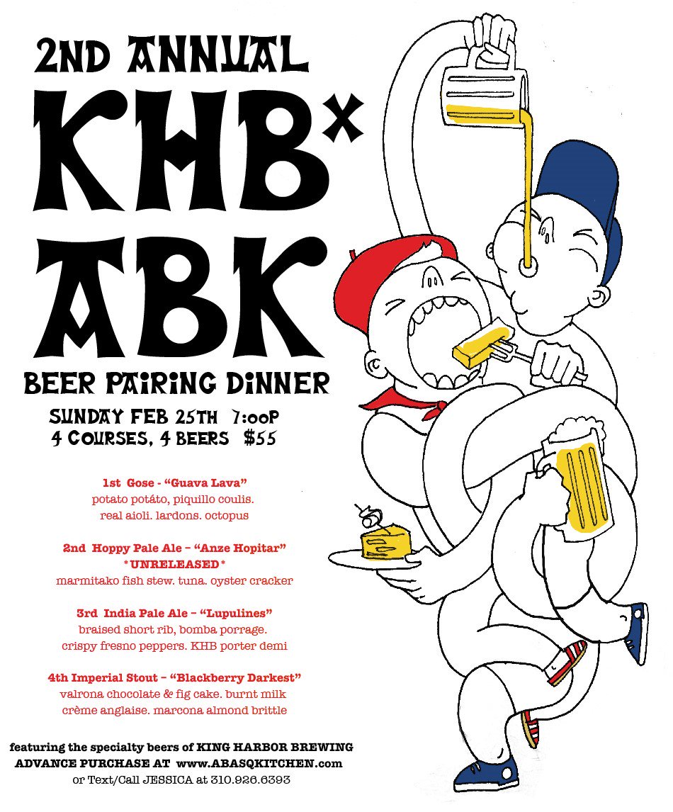 Join us tomorrow at 7pm, for the 2nd Annual <a href="/KingHarborBrew/">King Harbor Brewing</a> and <a href="/abasqkitchen/">A Basq Kitchen</a> Beer Pairing Dinner. Enjoy 4 of King Harbor's finest brews with an incredible multi-course dinner to match. Learn more - bit.ly/2EoxS5X 
#VisitRedondo #RedondoBeach #dineRedondo #Beer