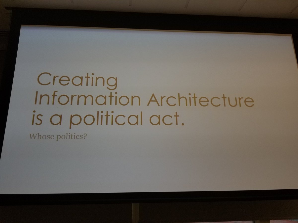 anaraygrim's tweet image. &quot;Information Architecture is never neutral.&quot; - @cwodtke #WIAD18 #wiadbos