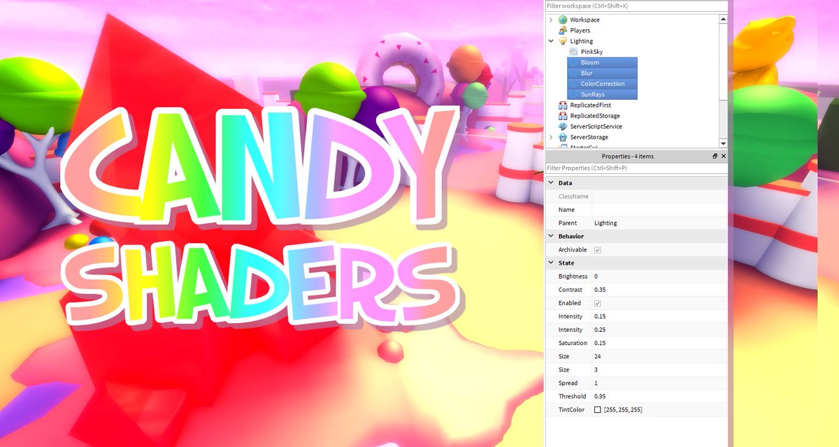 Holidaypwner On Twitter Candy Lighting Properties All The Lighting Settings For Free Takes Less Than 5 Minutes To Copy Down And Put In Your Game Provides A Bright And - get classname of lighting roblox