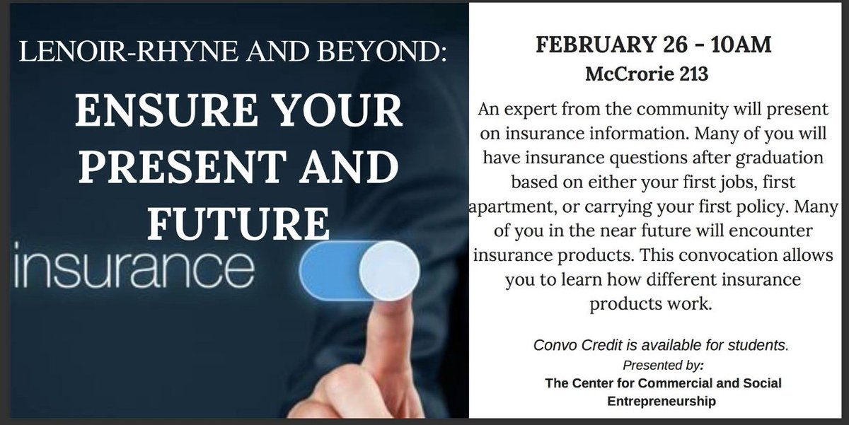 CCSE_LRU's tweet photo. Join us Monday at 10 a.m. in McCrorie 213 to learn about insurance products you will encounter. 
       CONVO CREDIT APPROVED✅ https://t.co/w9qXvOZnmM