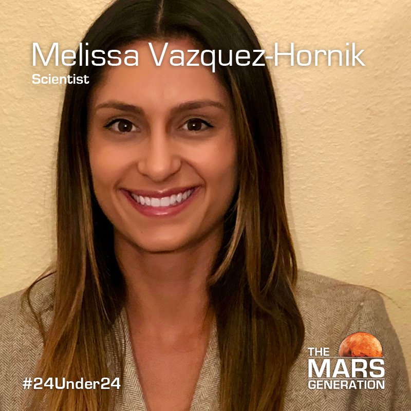 TheMarsGen's tweet photo. #TMG #24under24 Leaders &amp; Innovators in #STEAM do amazing things! Melissa Vazquez-Hornik researches #phychological factors in #space missions &amp; works w/ the US &amp; #Russian #space agencies.

Read all the #24Under24 stories here: https://t.co/OY6x1dcH3N

#Mars #WomenInSpace @DePaulU https://t.co/2qJXce4H38