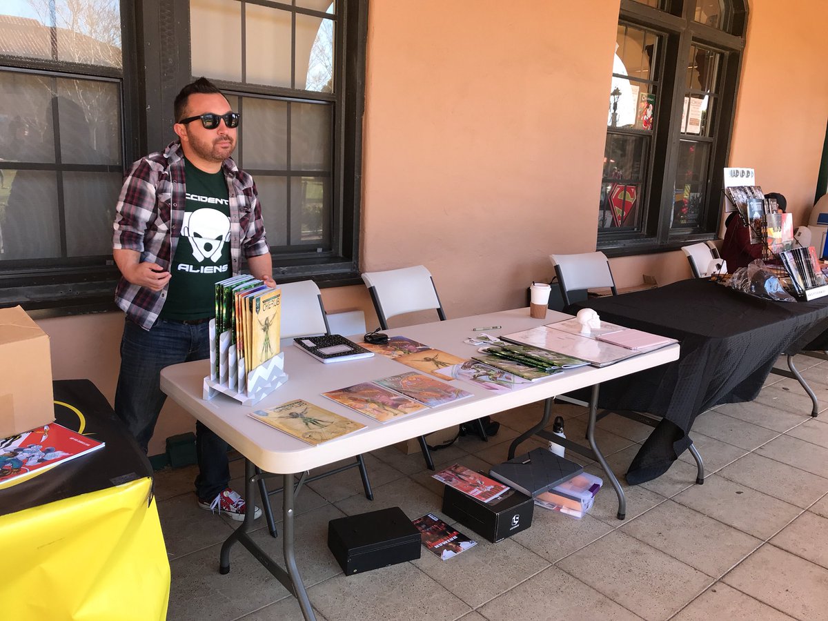 anditheduke's tweet photo. @RivasTravis looking fly as he and I sell the @AccidentAliens Anthology at #Comickaze in #LibertyStation. https://t.co/YItLEyKHkA