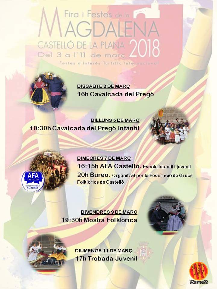 S'apropen les Festes de la Magdalena!! Us deixem els actes en les que participarem al llarg de la setmana de festes; anirem ampliant informació dels mateixos. Bones Festes!!