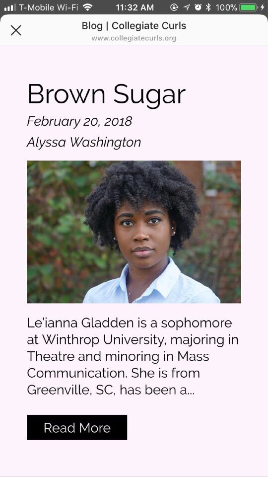#NewArticleAlert Checkout a new article about Le’ianna Gladden! Visit buff.ly/2ETvrW3 to read it! 💜 #WinthropCurls