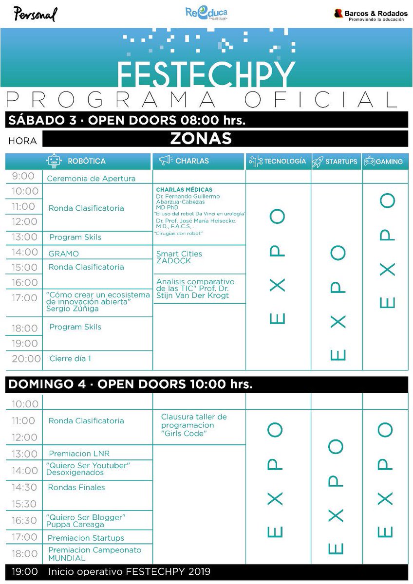 javierjviveros's tweet image. Mira acá el programa completo del @festechpy el único Festival de Tecnología e Innovación de Paraguay #Festechpy2018 no podes faltar!