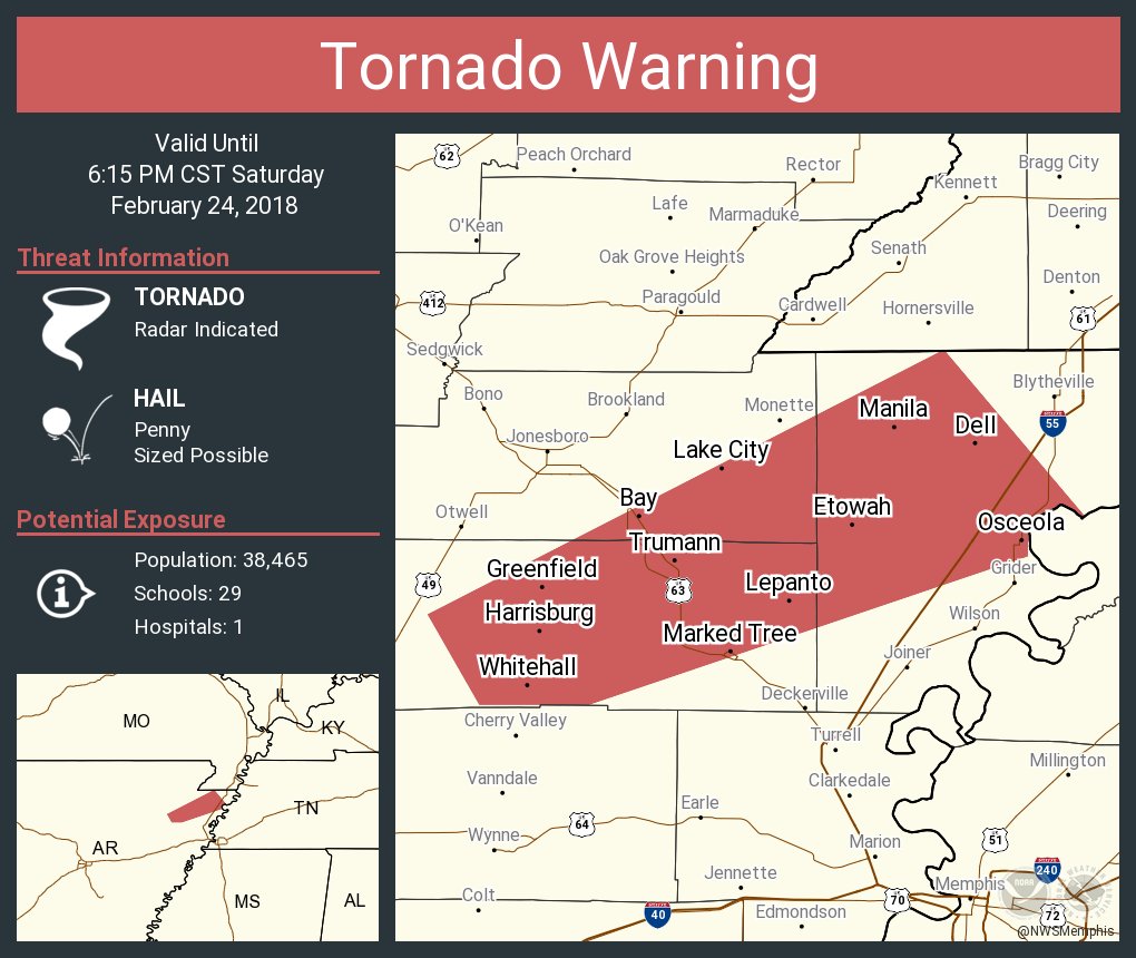 Tornado Warning including Osceola AR, Trumann AR, Manila AR until 615