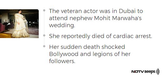 ndtv's tweet photo. Actor Sridevi Dies At Age 54 In Dubai https://t.co/cYxKdYV4d6 #NDTVNewsBeeps https://t.co/sAGH0aDtoI