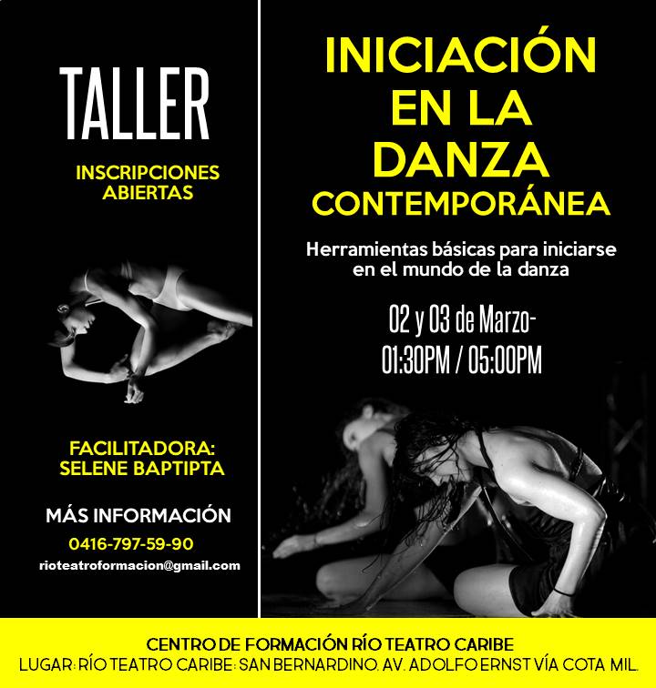 Selenepoledj's tweet photo. Taller Intensivo de Iniciacion a la danza Contemporanea!! #llegate Viernes 2 y Sabado 3 de Marzo en Rio Teatro Caribe!! 
#activos #activate #abailar #danza #danzacontemporanea #contemporanea #vida #pasion #baile #bailarina #movimiento #accion #motivacion https://t.co/PXS46iexex