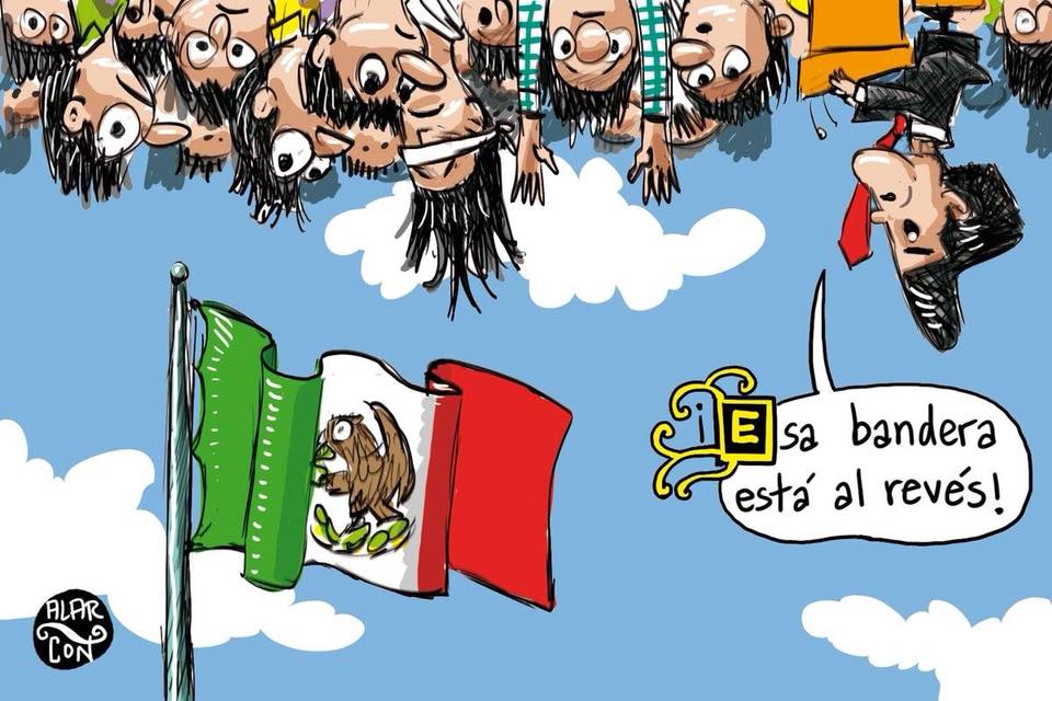 No me parece creíble la hipótesis del descuido para explicar la bandera de cabeza en #DiaDeLaBandera.

No fue un error menor.

Huele a un acto intencional de sabotaje de parte de las fuerzas armadas al gobierno de <a href="/EPN/">Enrique Peña Nieto</a>.

Hasta ellos se dan cuenta que México está de cabeza.