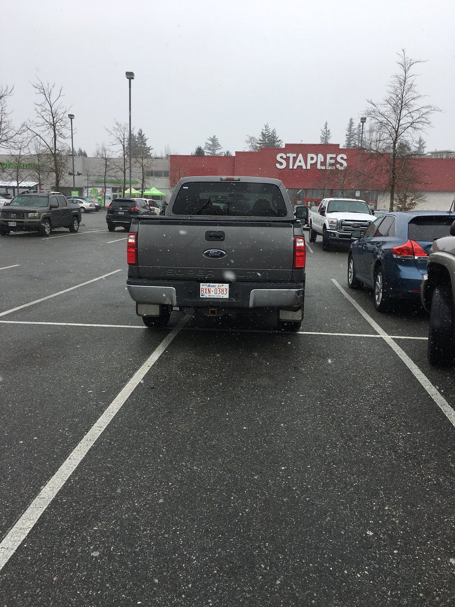 BCBadDriving's tweet photo. Apparently trucks from Alberta don’t quite know how to park in South Surrey B.C.@RichmondDrivers https://t.co/CheB63p4lk