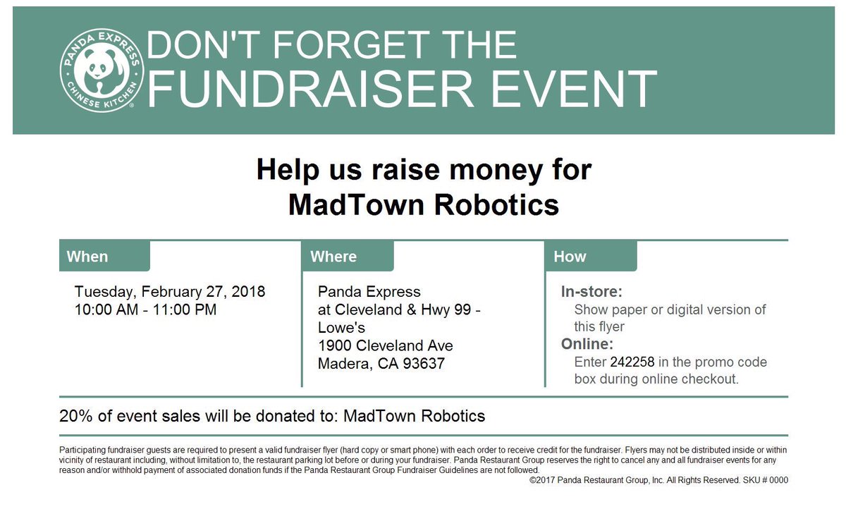 Our fundraiser is 3 days away! Don’t forget to go to Panda Express on February 27th to help us raise money!