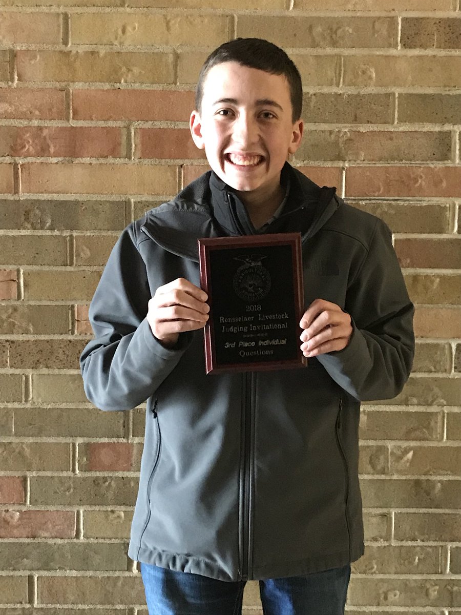 swainscottFLCS's tweet photo. Congratulations to the Frankton FFA Livestock Judging members that competed today! They competed in the Rensselaer FFA questions division today and won 3rd &amp; 7th place teams out of 15. Connor Utterback was 3rd overall &amp; Grace Alexander was 6th overall out of 68! #FranktonFFA https://t.co/B35d8tQQQV
