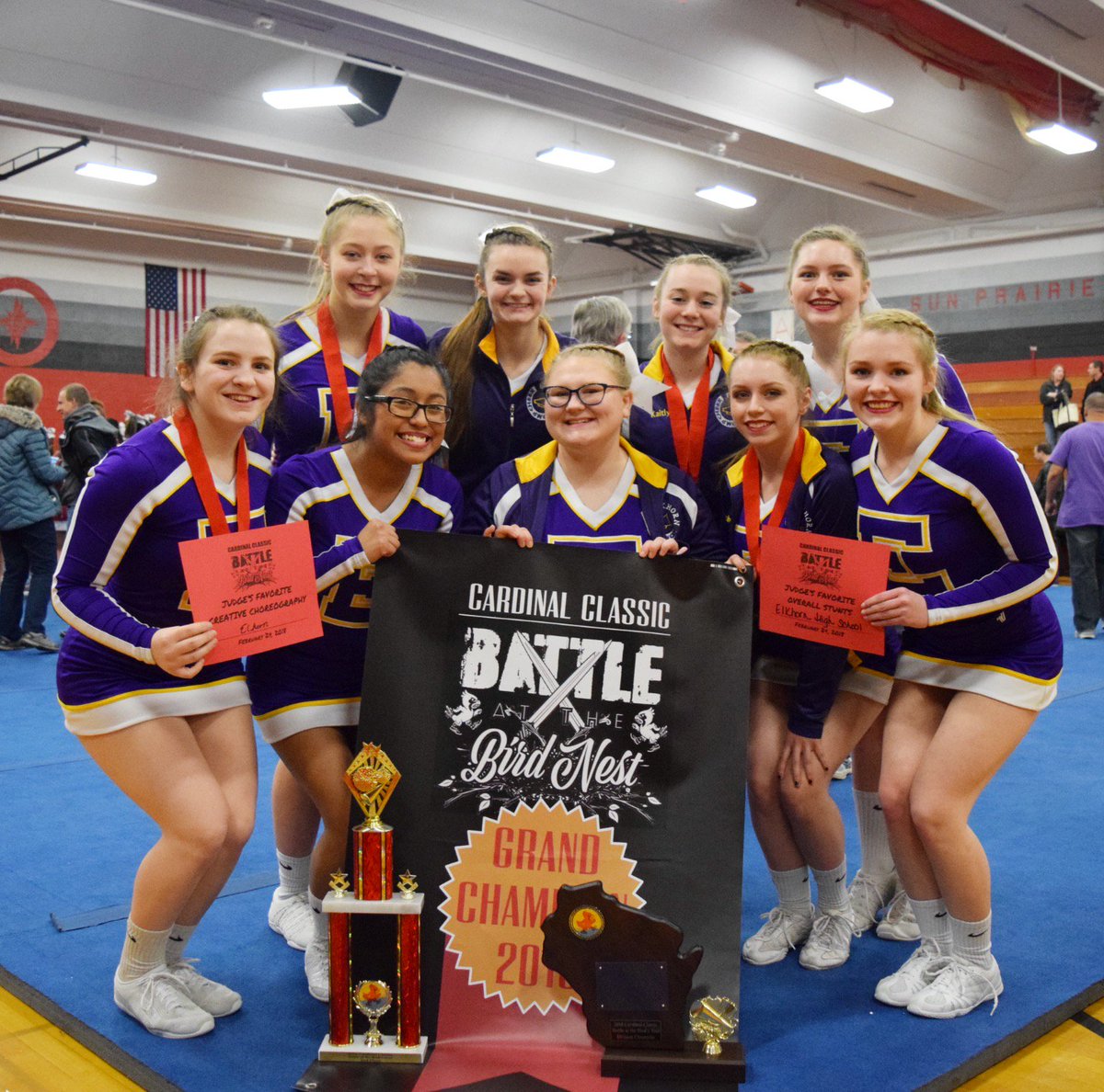 1st place Non Stunt
2nd place All Girl Super Small
1st place Stunt Quad
Judges Favorite Creative Choreography 
Judges Favorite Overall Stunts
GRAND CHAMP (highest score of the day) #eahsgo #traintoreign