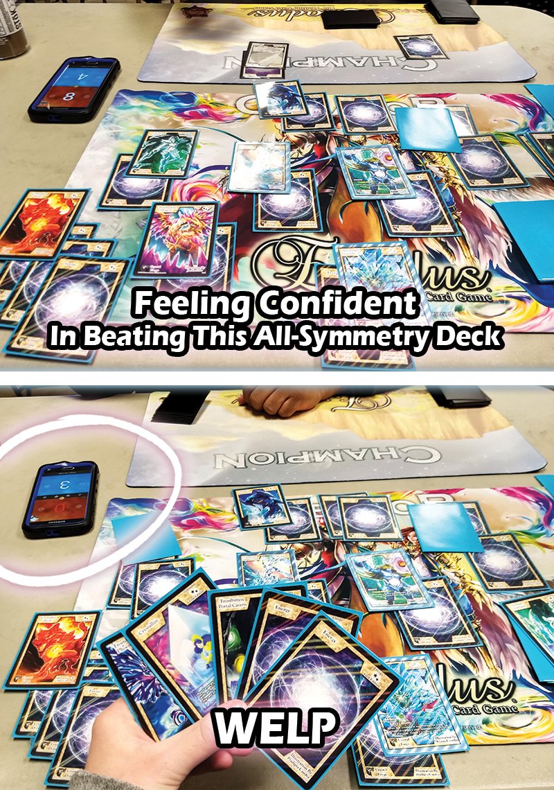 ExodusCardGame's tweet photo. The all-Symmetry deck strikes again! 😂 What would you build to try and counter it?
#ExodusTCG #deckbuilding #deckideas #strategygame #symmetrycard #ganestrategy #cardcombo #tcg #ccg #tradingcardgame #collectiblegame #gamematch #cardgaming https://t.co/JRmsaBreC2