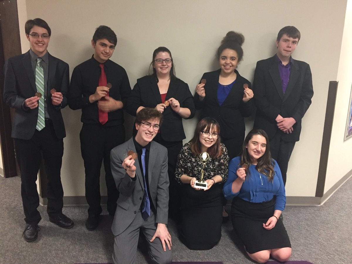 2nd Place Team from Southeast of Saline. Individual Awards went to: Gavin J: 1st Extemp, 4th Imp. Brandon S: 2nd DI, 3rd Imp and 6th Extemp. Alyssa P and Thomas F: 4th Duo. Maddy T: 5th DI. Amaya D: 6th DI and 6th Poe. #CougarPride