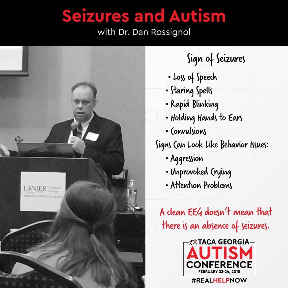 TACAfoundation's tweet image. "Every child with #autism should have an EEG.  Every child.  And, make sure that they are monitored for at least 24 hours."
-Dr. Dan Rossignol

#RealHelpNow
#TACAGeorgiaAutismConference thank you @danrossignol