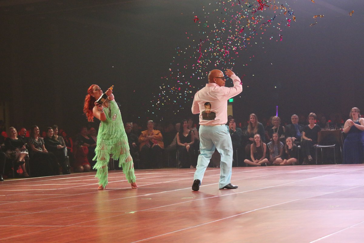 RedCrossWIS's tweet photo. Oops, he did it again! Keith Cronin of Green Bay Packers and Mina drive the audience wild with his mix samba! @gb_simply @greenbaypackers #DWOS18 #RedCrossAllStars https://t.co/Fskv57vBbY