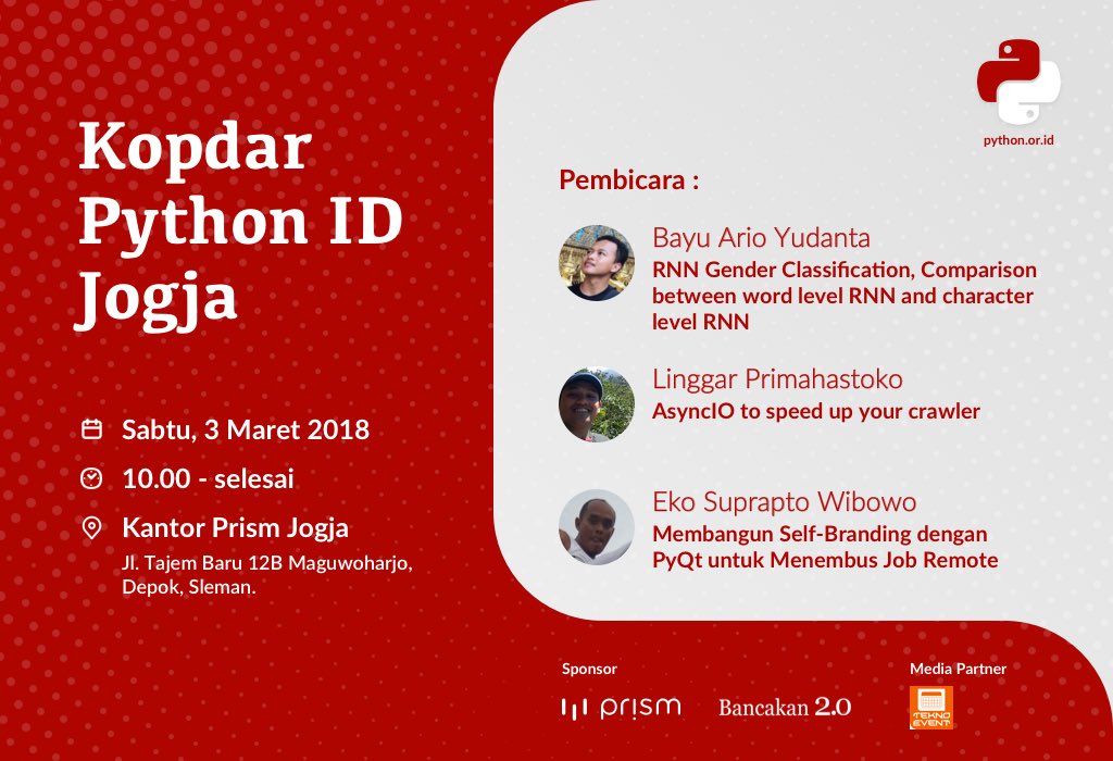 femmerling's tweet image. Visit python.or.id/2018/02/kopi-d… for more details. #python #python-id #meetup #jogja #indonesia
