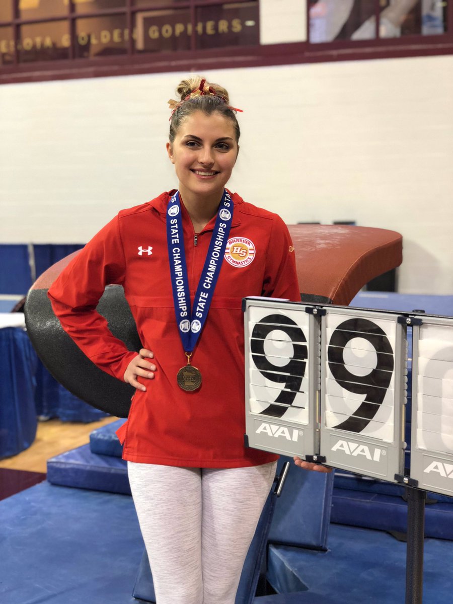 GoTRWarriors's tweet photo. Results in for Sophie Redding and her senior year performance at the state tournament...4th place on bars! 3rd place on floor! 2nd place in All Around! STATE CHAMPION in Vault! What an amazing career! Sophie becomes the most decorated individual athlete in Henry Sibley history! https://t.co/faLcql2MD6