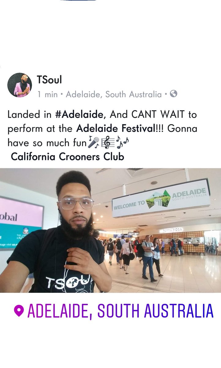 Here in beautiful Austrailia.. Can't wait to hit the stage <a href="/adelaidefest/">Adelaide Festival</a>. With <a href="/TheCCCofficial/">California Crooners Club</a>. !!!