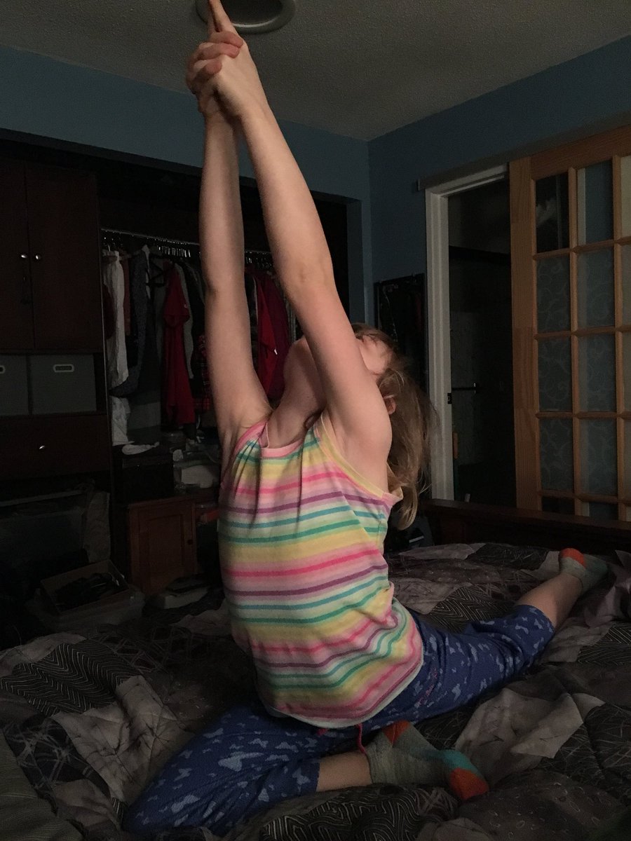 tikkileigh's tweet image. When your kid needs to yoga herself to bed. #pigeonpose