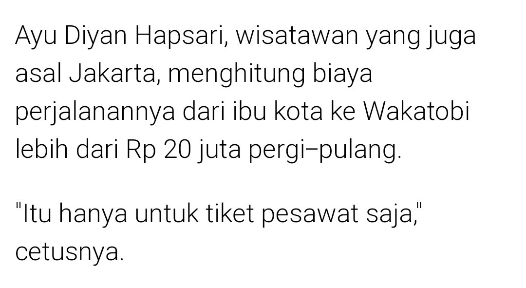 Tuh harga tiket pesawat ke Wakatobi. Ini kalau mepet dan juga maskapai bagus. Kalau lebih jauh hari, lebih murah lagi. 

20 JUTA PP BARU TIKET PESAWAT?

Naik pesawat Ulang Alik mungkin.