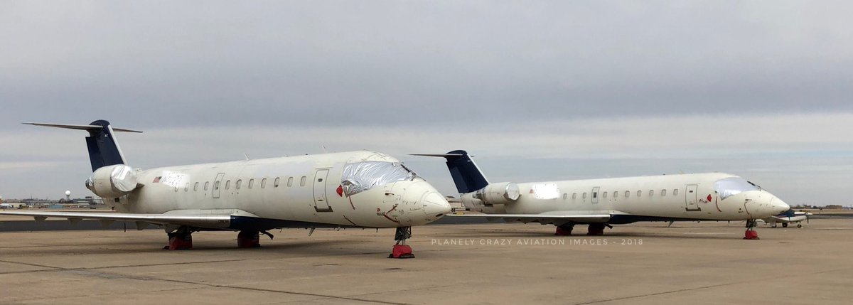 planelycrazy's tweet image. A couple of CRJs hoping for a new lease on life @fly_okc 20 Feb 2018 #KOKC.  #airportops #jobperks #aviation #aviationphotography