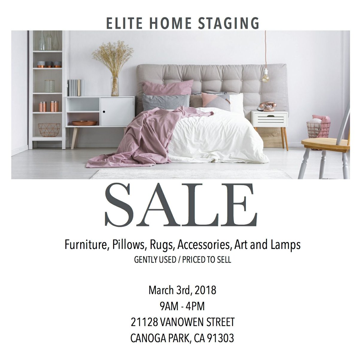 EliteStaging's tweet photo. #MyUberDriverToldMe not to miss the #EliteHomeStaging #furniture sale next Saturday March 3rd 2018 https://t.co/e1hj7HDjUV
