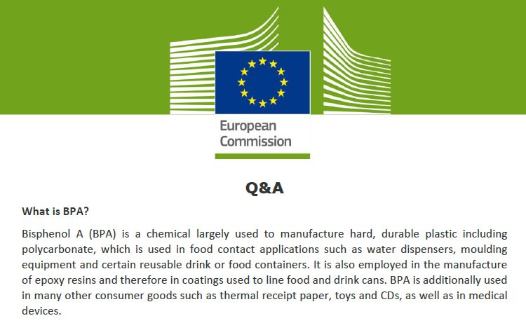 #Bisphenol A: We have published on 14.02 a new regulation that significantly tightens the restrictions on the use of #BPA in #food contact materials. 

The new rules will apply from 6 September 2018. 

#EU #foodsafety #health  europa.eu/!KB93gh