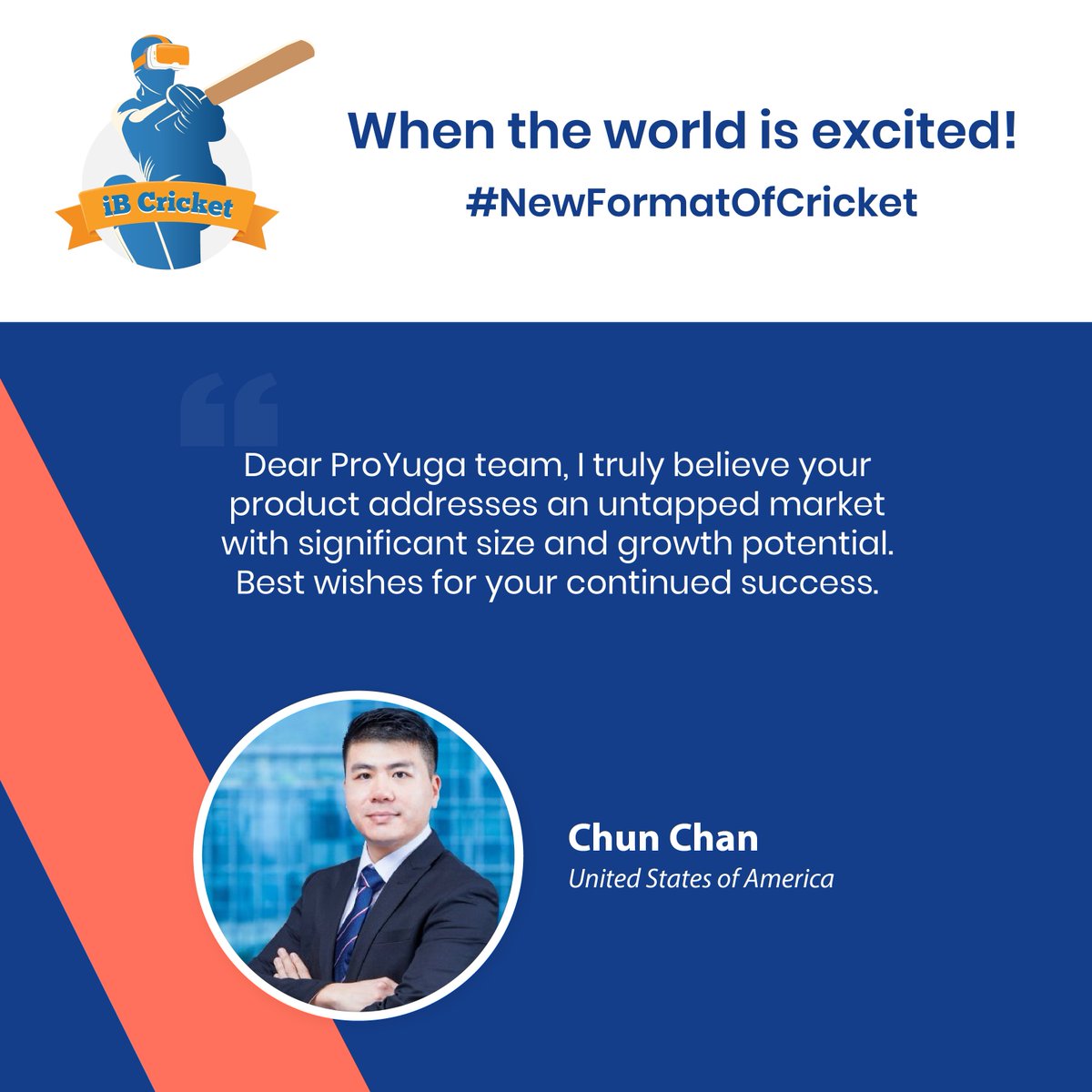 playiBCricket's tweet photo. #USA #SouthAfrica 
World is talking about @iB_Cricket ! 🏏
Thank you Aastha Srivastava, Alex Lau, Chun Chan, Martha Kuchar. We hope you enjoy playing iB Cricket.

Uniting the world with the culture of cricket.😀
#NewFormatOfCricket #iBCricket  🌏https://t.co/LM0wL2VtpZ https://t.co/9tuv0xPNjd
