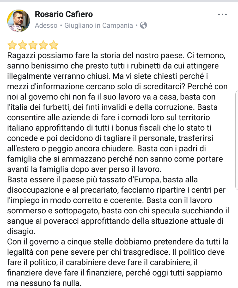CafieroRosario's tweet photo. โญโญโญโญโญ
IL 4 MARZO FACCIAMO LA STORIA, SCEGLIAMO MOVIMENTO CINQUE STELLE.
#LuigiDiMaiopresidente #DiMaioPresidente #LuigiDiMaio #m5s #movimentocinquestelle #PartecipaScegliCambia #arivederlestelle #FuturoInProgramma #politiche2018 #4marzo2018 #Rally #VolataFinale
โญโญโญโญโญ https://t.co/Gt7JejdenI