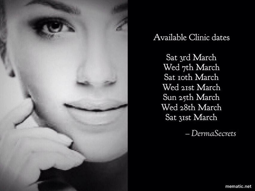 derma_secrets's tweet photo. Our clinic dates for March πππ #Edinburgh #aesthetic #lipfillers #wrinklereducing #beauty #health #dradministered #KylieJenner #cheekcontour #creatingperfection https://t.co/PxRgrhu26q