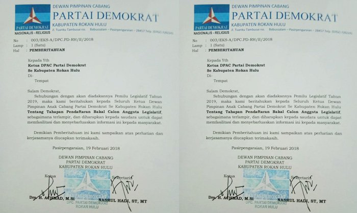 MaskevPrat's tweet photo. DPC Partai Demokrat Rohul Buka Pendaftaran Bacaleg Untuk Pileg 2019 https://t.co/ooLrCuN8PK https://t.co/UqNqqFBm7Q