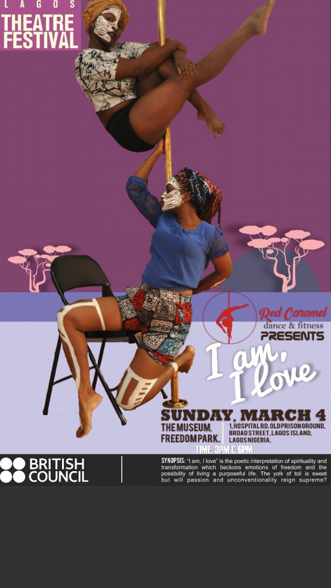 SamuelWorld_'s tweet image. Live at Lagos Theatre Festival 2018:  AM, I LOVE; a poetic finterpretation of spirituality and transformation by Red Caramel dance &amp;amp; fitness on March 4th, at The Museum, Freedom Park by 3pm and 6pm. Get your tickets here &amp;gt;&amp;gt; bit.ly/LTF2018 #LTF2018 @nglagostheatre