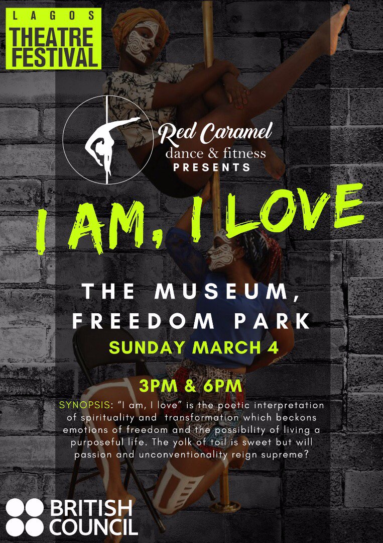 SamuelWorld_'s tweet image. Live at Lagos Theatre Festival 2018:  AM, I LOVE; a poetic finterpretation of spirituality and transformation by Red Caramel dance &amp;amp; fitness on March 4th, at The Museum, Freedom Park by 3pm and 6pm. Get your tickets here &amp;gt;&amp;gt; bit.ly/LTF2018 #LTF2018 @nglagostheatre