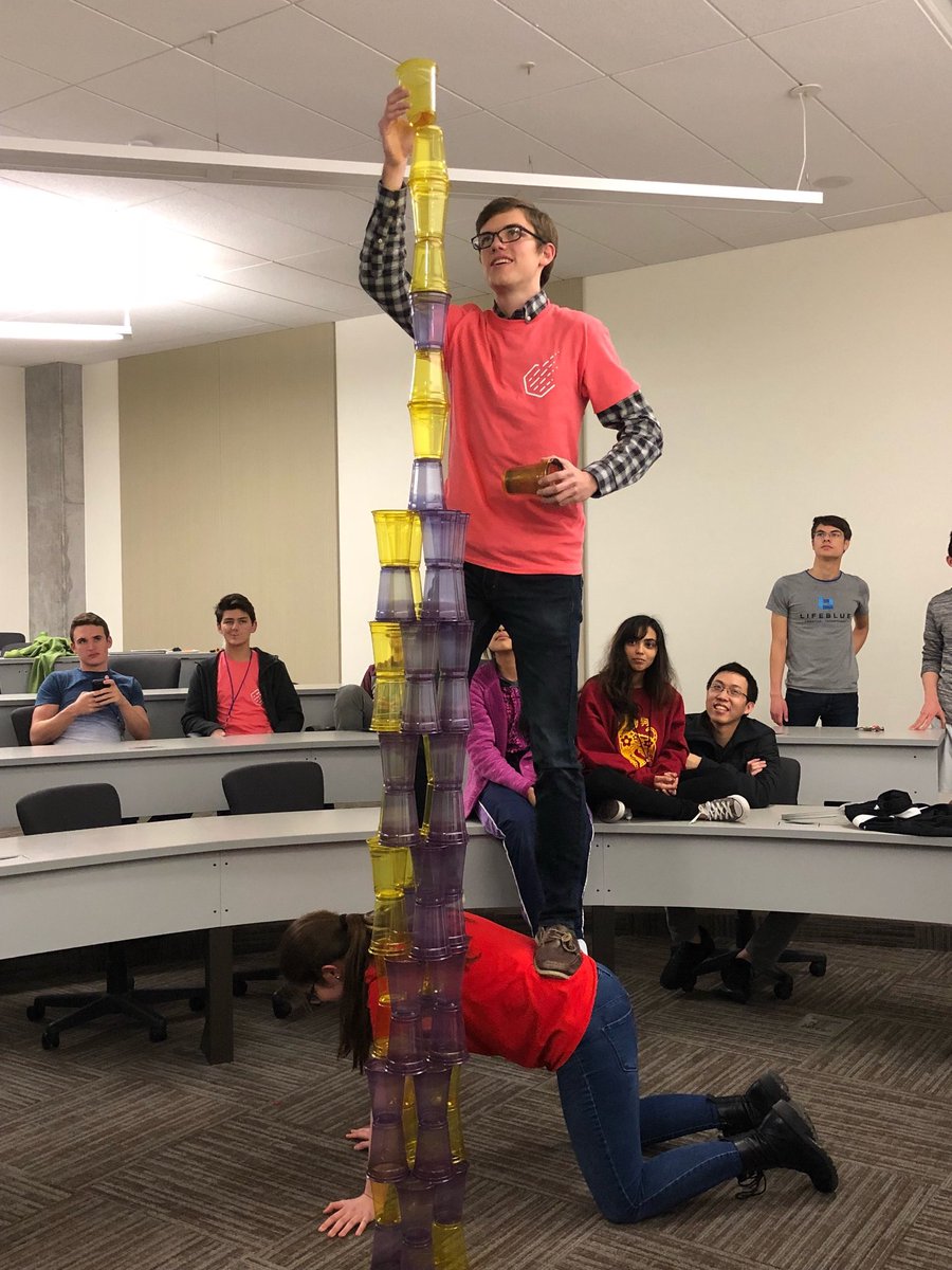 hackingMaria's tweet photo. Cupstacking last night :) #HackDFW #HackUTD #EarthxHack https://t.co/jMIGtKkFCd