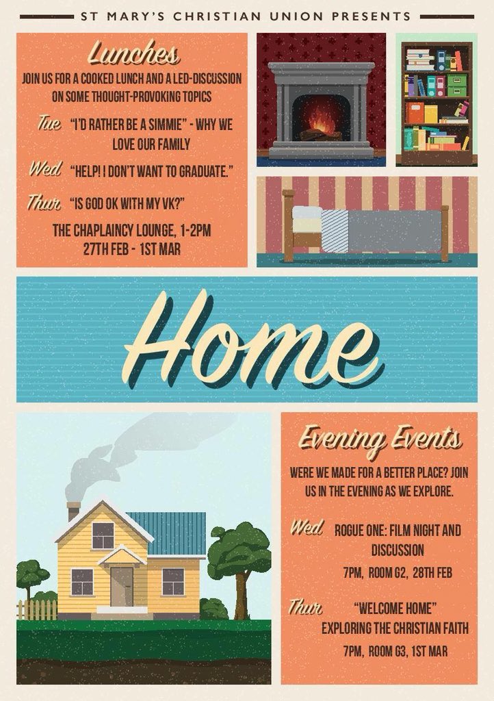 SimmsChaplaincy's tweet photo. The @stmarys_cu #EventsWeek starts on #Tuesday on the theme of #Home. https://t.co/W4p4yDrDJq