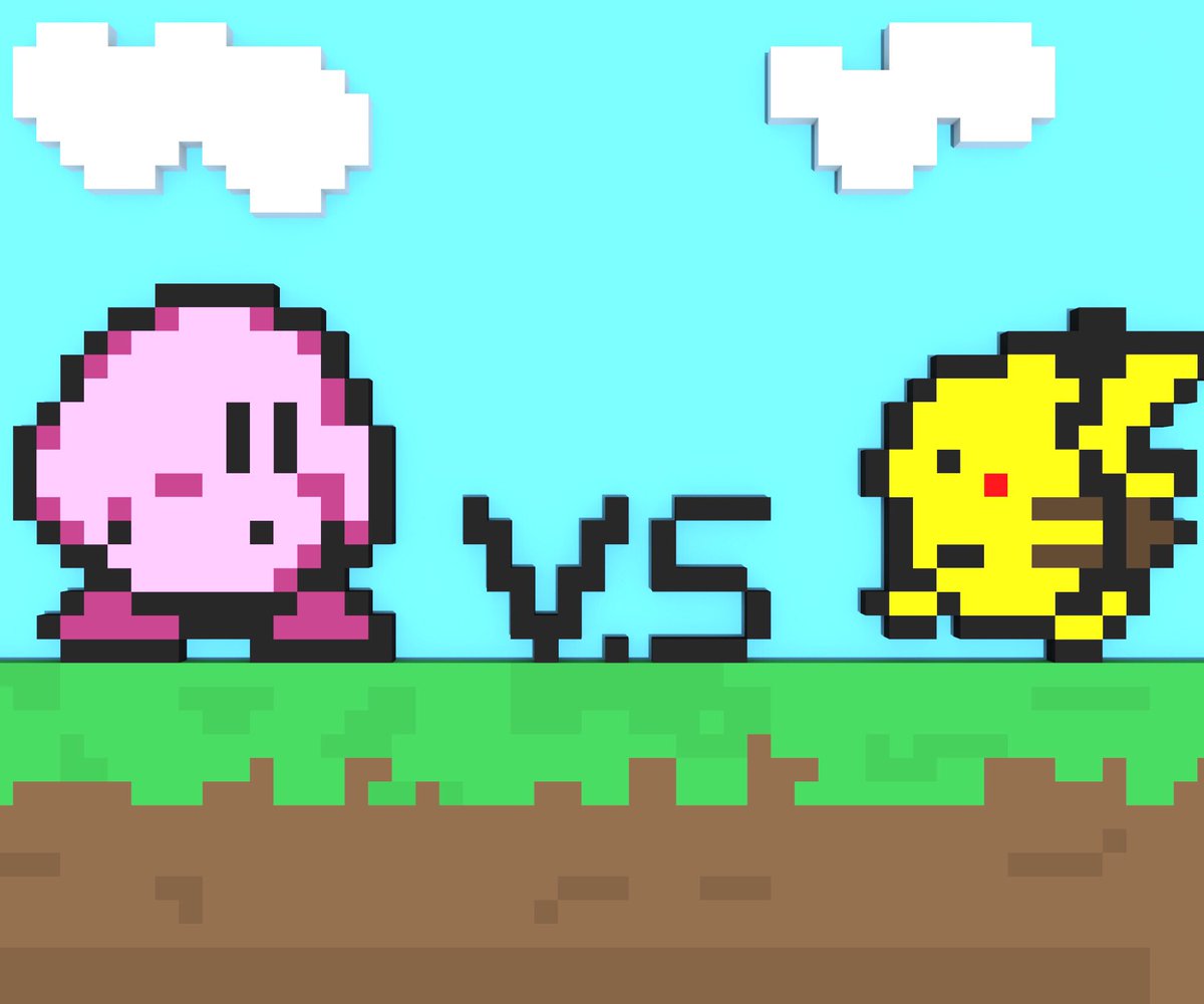 brandon gormley on twitter 8 bit kirby vs pikachu battle modeled