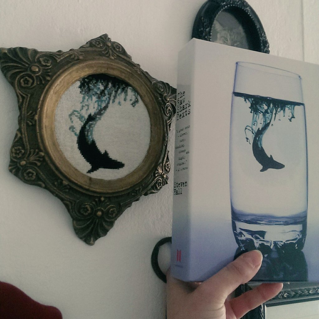 Hey <a href="/stevenha11/">Steven Hall</a>, I FINALLY got the limited slipcase edition that matches the cross stitch I did a while ago! Sooo pretty 😍 #therawsharktexts <a href="/canongatebooks/">Canongate (has left)</a> @Canongate_Art