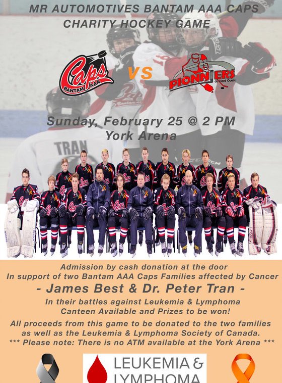 Come to York Arena today! #CharityGame #FightAgainstCancer @BantamAAACaps
