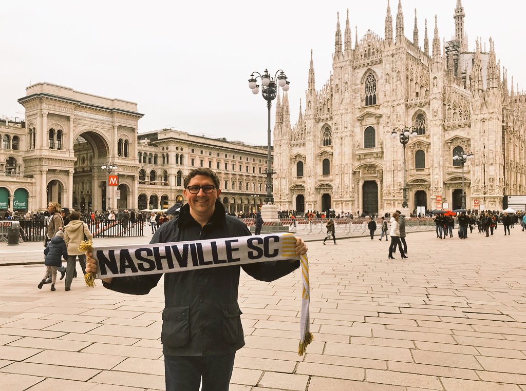 CourtJeske's tweet photo. Proud to represent our town while presenting to @FIFAMasterAlum in Milan.  Is @NashvilleSC ‘s first friendly vs @acmilan or @Inter in the works? https://t.co/VqkEIVUFw4