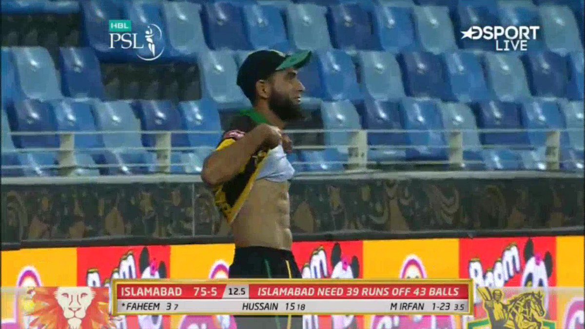 Imran Tahir just flashed his abs in the PSL match and apparently, he has a solid 8-pack! r/Cricket