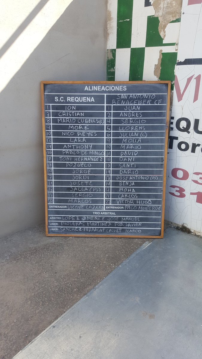 Alineaciones <a href="/screquena1928/">S.C. Requena</a> vs San Antonio Benagéber C.F