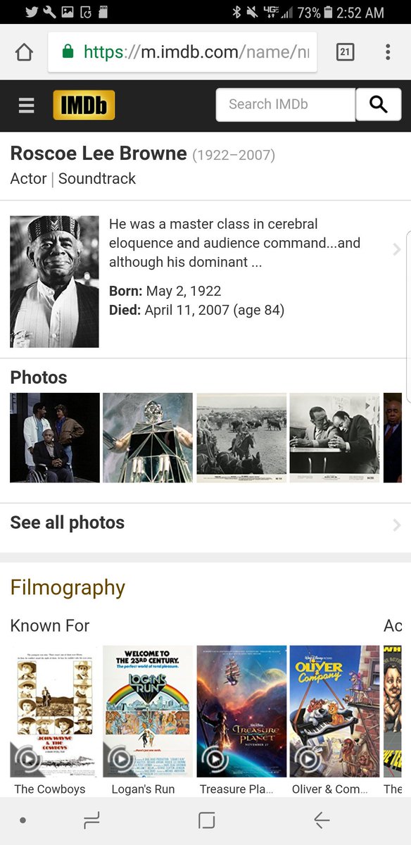 shlingdong's tweet photo. @kaufman_roger @amsnyde @jrblevreturns @cellytron @JenniferOberth @folkartbird @Perilandra @Loffz @FanForumsTV @SchmoopyWoopy OMG! Who already knew that Roscoe Lee Browne was the "IT'S MY JOB TO FREEZE YOU" robot in #LogansRun?! ๐
How did I never realize that?!
#MeTVThing #SSFSN #Svengoolie #planetwestcoast https://t.co/JUbQ7pjKV1