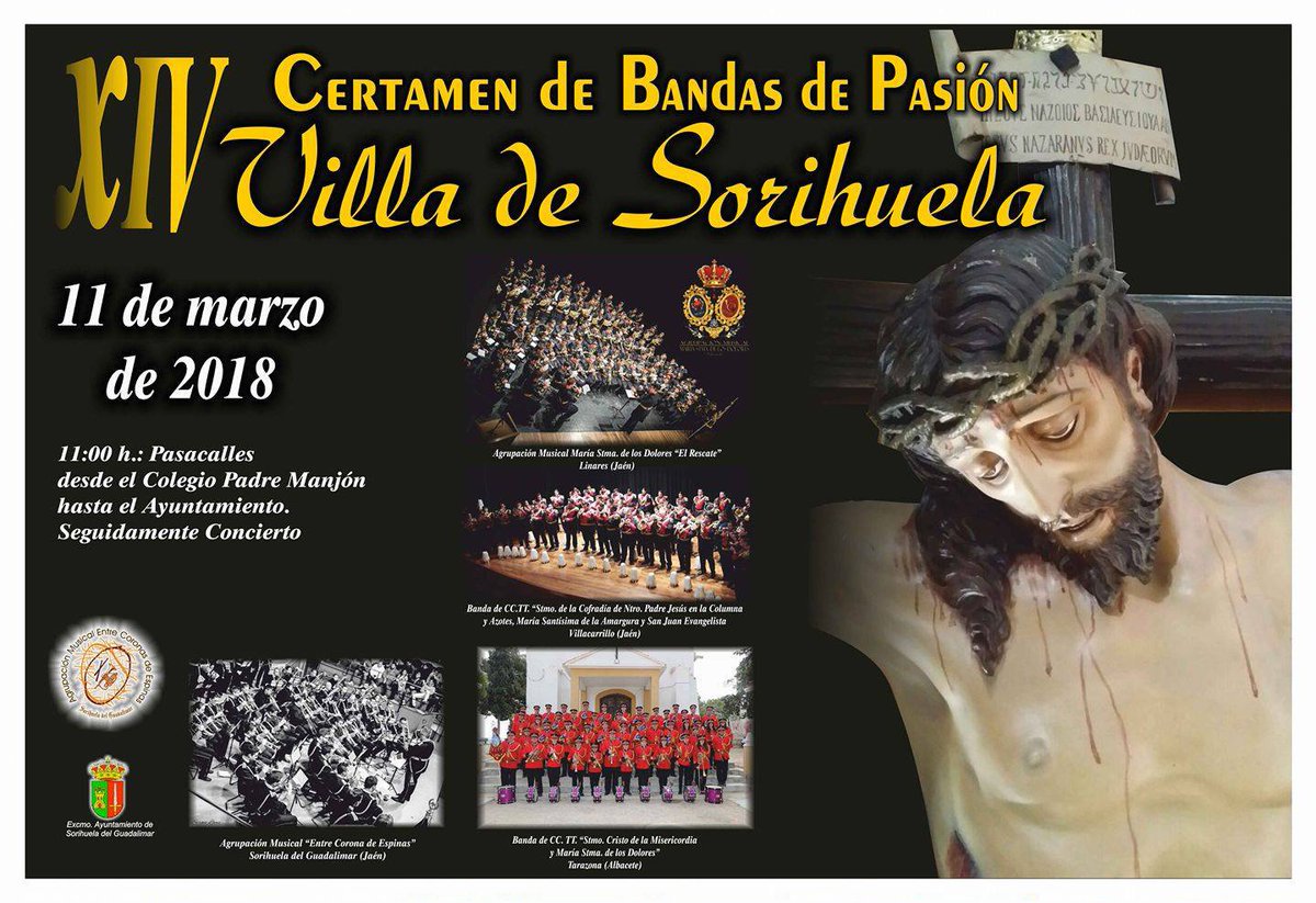 Os esperamos el próximo 11 de marzo. <a href="/amdolores/">Rescate de Linares</a> , Bccytt Columna Villacarrillo, Bccytt Stmo Cristo de la Misericordia Tarazona <a href="/EntreCoronadeEs/">EntreCoronadeEspinas</a>. Estrenamos "Y en Tu Fé Jesús" <a href="/jnevado83/">Joaquín Nevado</a>