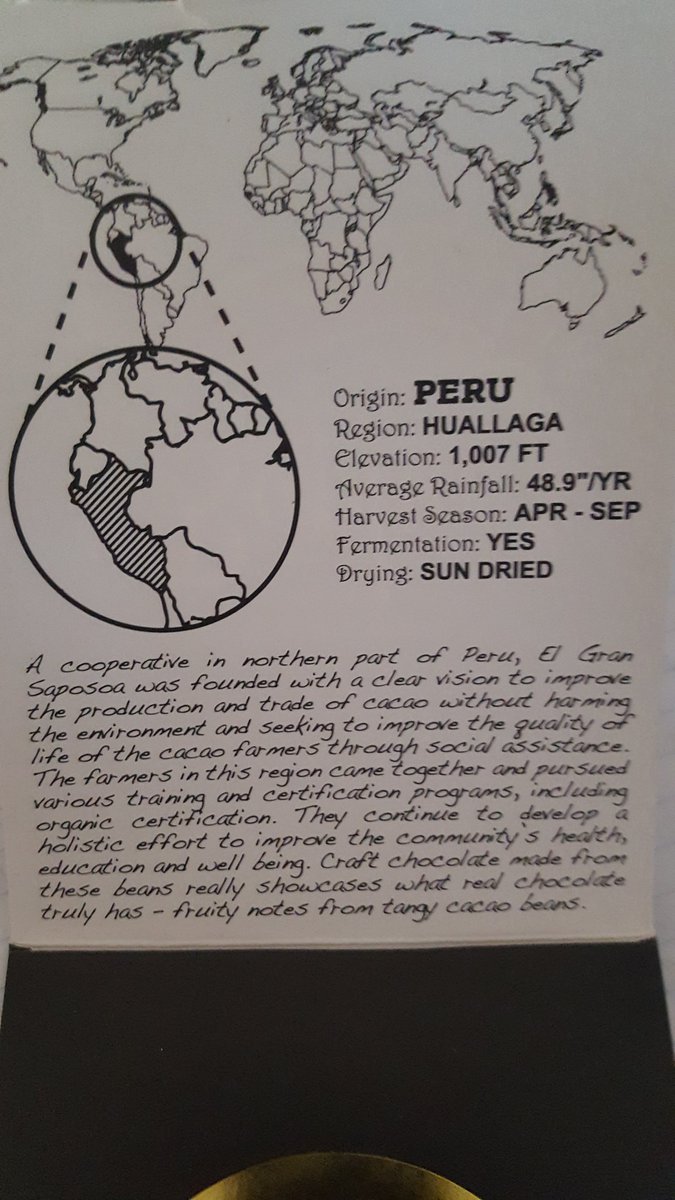 VictoriaCRandom's tweet photo. @raphiochocolate 72% #peru #huallaga #darkchocolatebar
Nose of #cinnamon #grape
Tastes of #cinnamon #darkplum #prunes #cocoa
Thank you #raphiochocolate for this #chocolatebar #spon #chocolate #chocolat #beantobar #specialtychocolate #craftchocolate #vegan #artisanchocolate https://t.co/ueWEPtFh8M