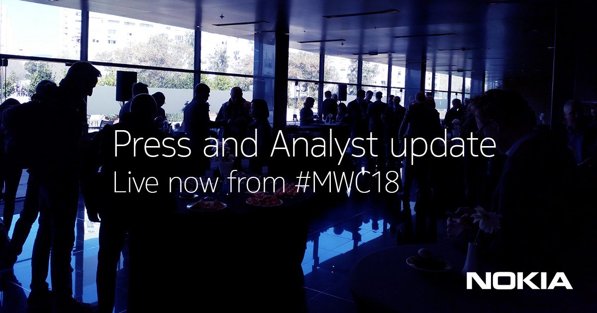 nokia's tweet photo. We are live from #MWC18 in Barcelona. Follow our press and analyst update with Rajeev Suri here: https://t.co/ZfSNX3mM4v https://t.co/aBpBHllzmV