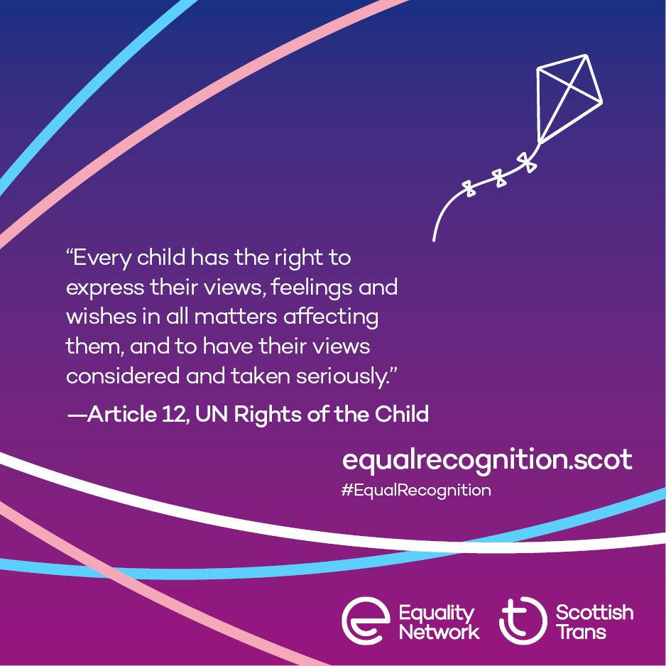 ScottishTrans's tweet photo. Currently, #trans people under 18 can't have their gender legally recognised. Human rights law says children &amp; young people should not be denied rights due to their age alone. Visit https://t.co/5a5SChqDXL before March 1st to find out how you can support #equalrecognition https://t.co/YNowpmv5oh