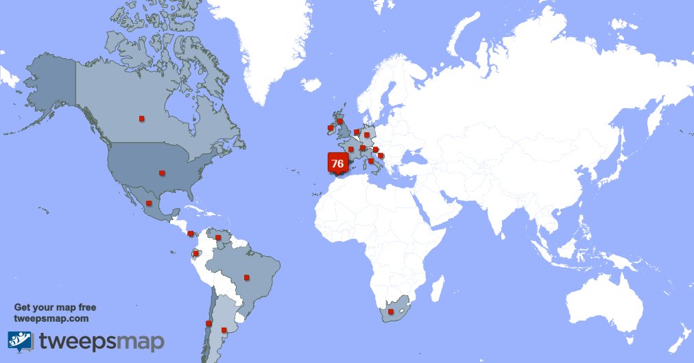Mis seguidores viven en España(74%),Chile(4%),Estados Unidos(3%) y más tweepsmap.com/!AGarnachaMeli…